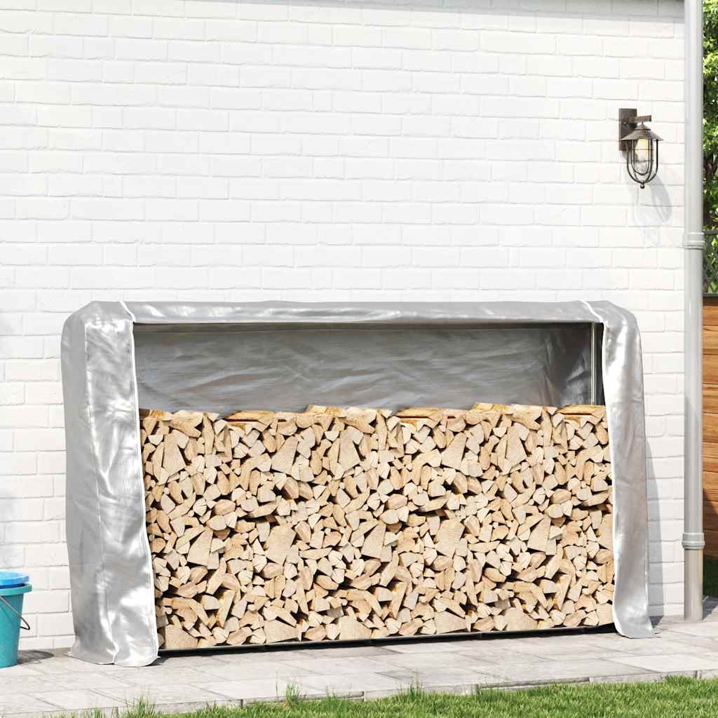 vidaXL Firewood Rack with Rain Cover 250x25x150 cm Galvanised steel