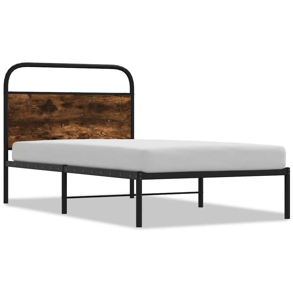 Bed Frame Without Mattress 90x190 cm Single Smoked Oak Engineered Wood