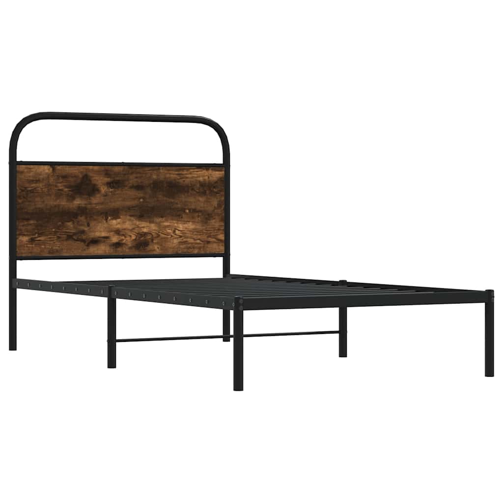 Bed Frame Without Mattress 90x190 cm Single Smoked Oak Engineered Wood