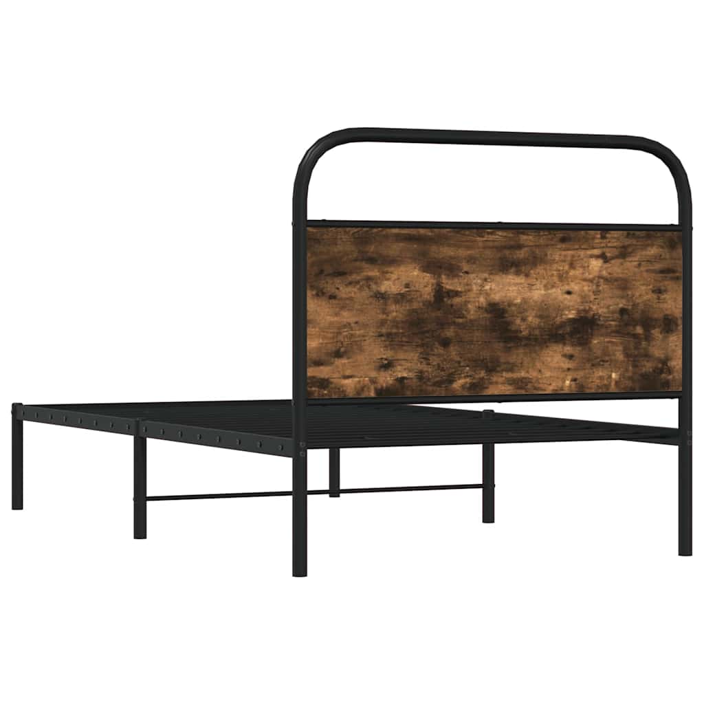 Bed Frame Without Mattress 90x190 cm Single Smoked Oak Engineered Wood