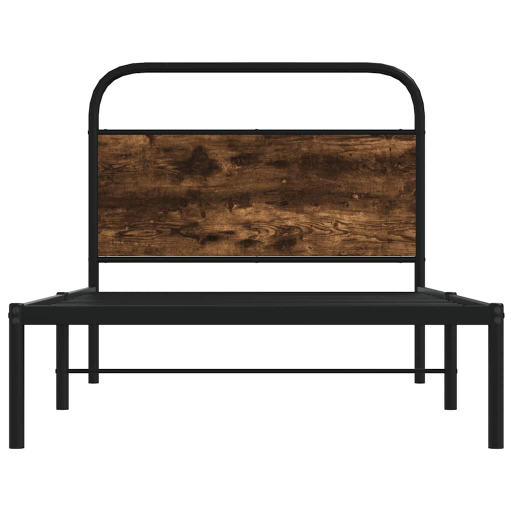 Bed Frame Without Mattress 107x203 cm Smoked Oak Engineered Wood