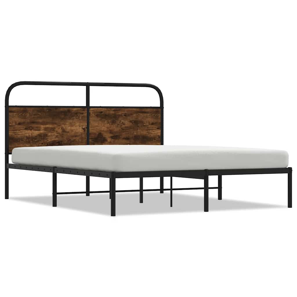 Bed Frame Without Mattress 140x190 cm Smoked Oak Engineered Wood