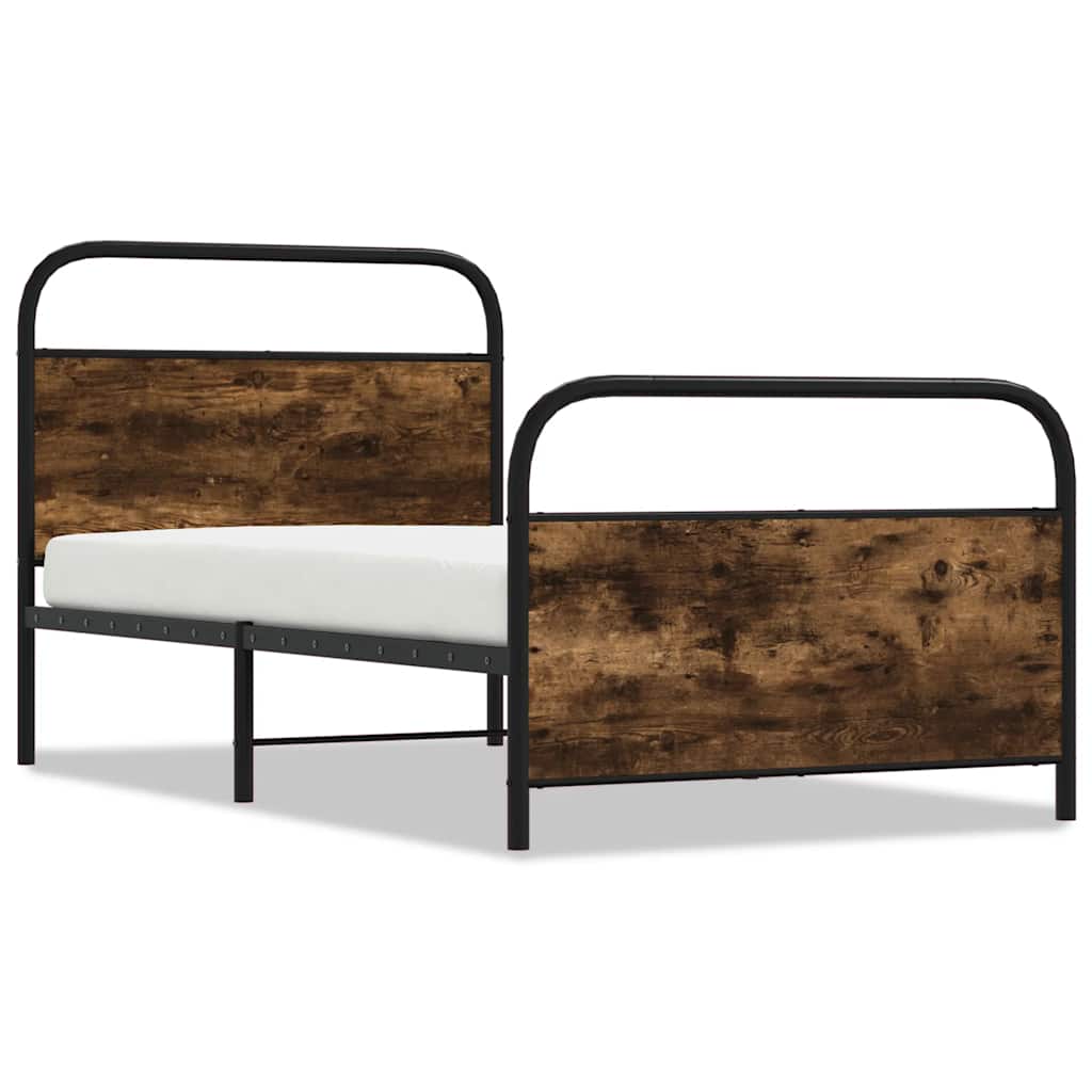 Bed Frame Without Mattress 90x200 cm Smoked Oak Engineered Wood
