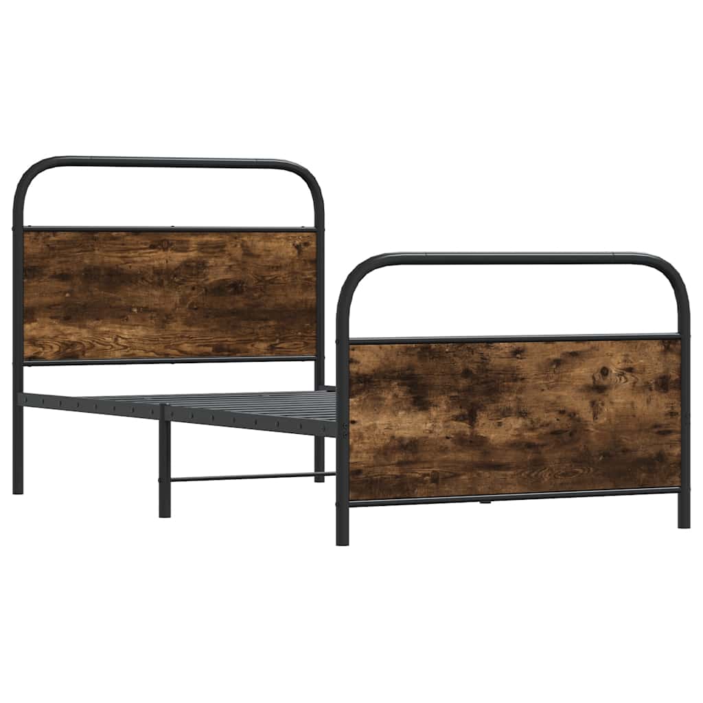 Bed Frame Without Mattress 90x200 cm Smoked Oak Engineered Wood