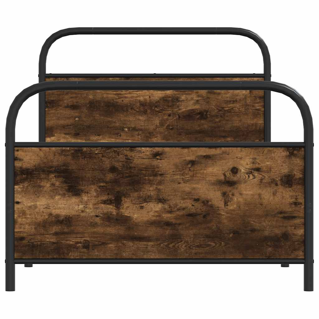 Bed Frame Without Mattress 90x200 cm Smoked Oak Engineered Wood