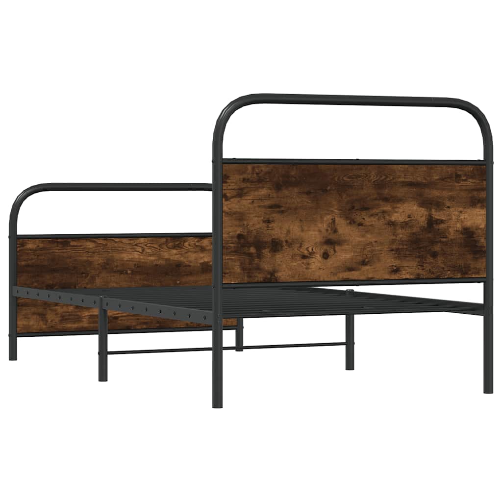 Bed Frame Without Mattress 90x200 cm Smoked Oak Engineered Wood