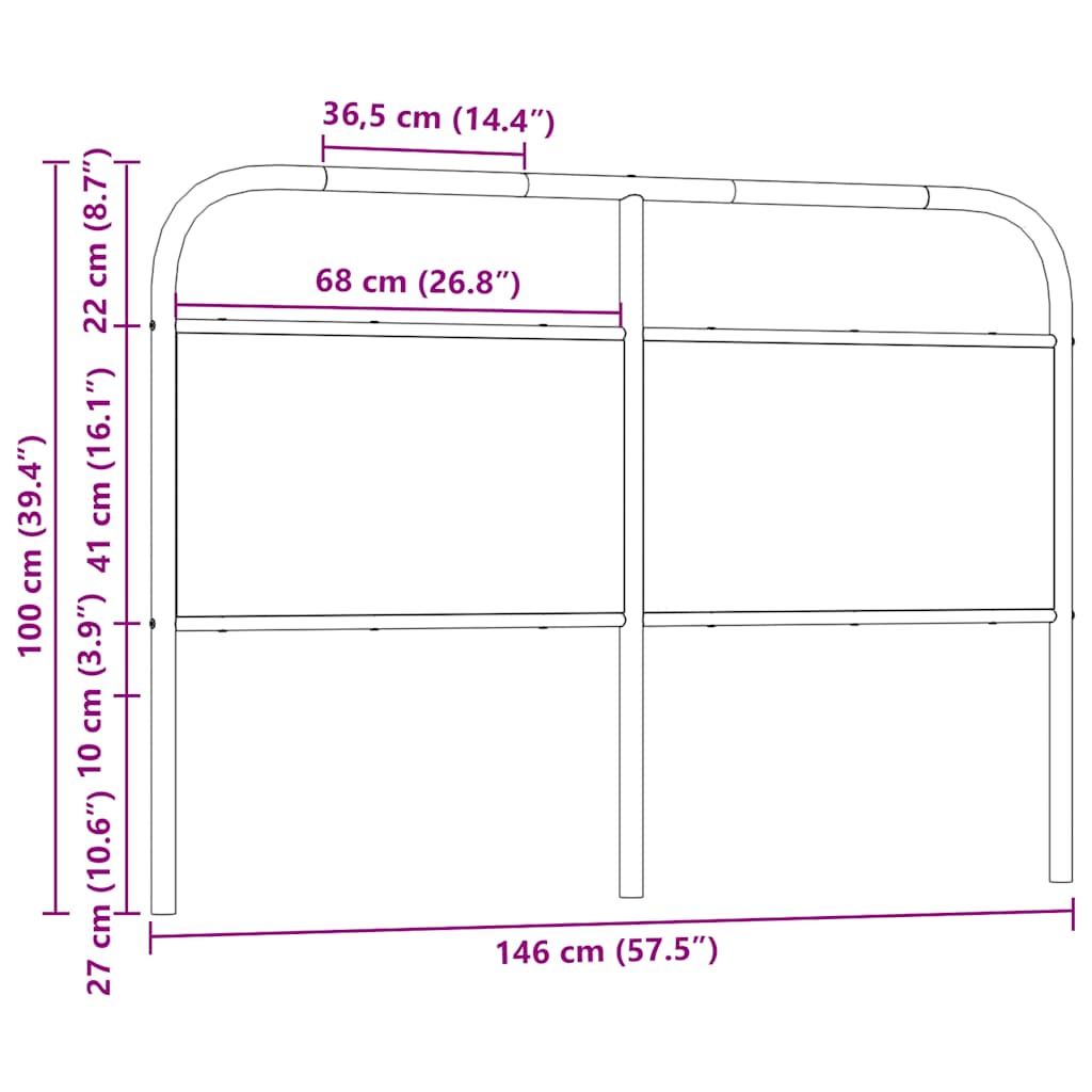 Replace Headboard Smoked Oak 140 cm Steel and Engineered Wood