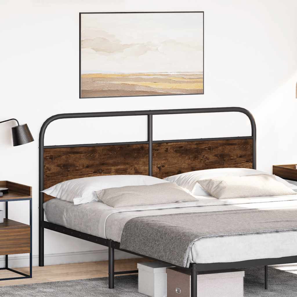 vidaXL Headboard Smoked Oak 150 cm Steel and Engineered Wood