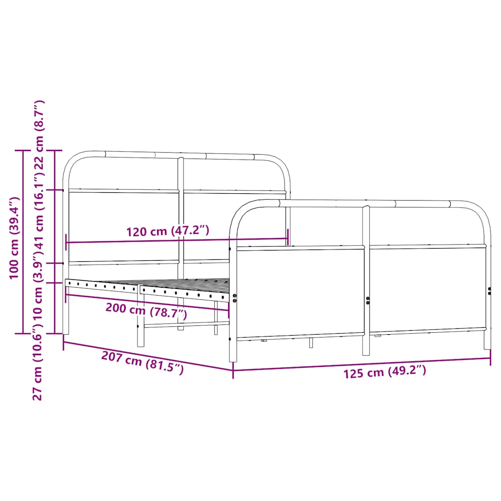 Bed Frame Without Mattress 120x200 cm Sonoma Oak Engineered Wood