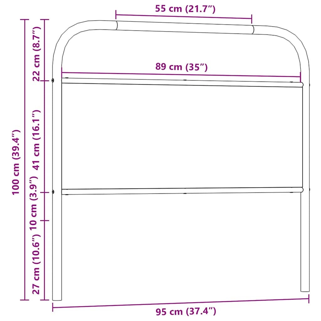 Replace Headboard Sonoma Oak 90 cm Steel and Engineered Wood