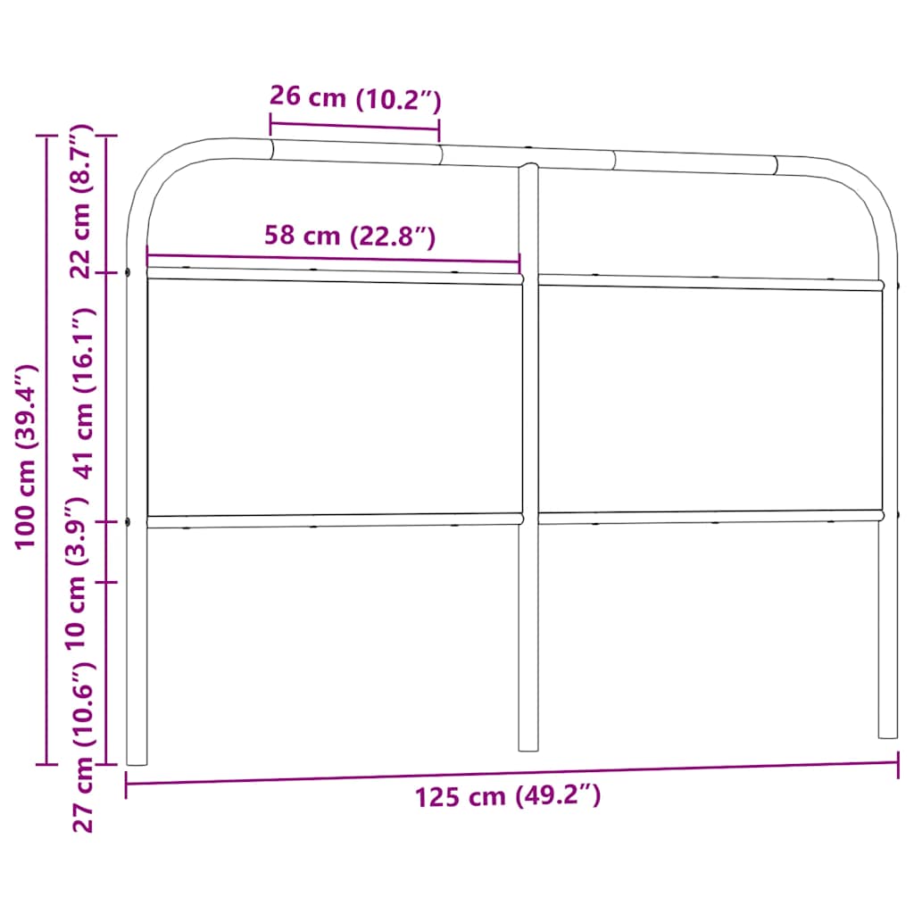 Replace Headboard Sonoma Oak 120 cm Steel and Engineered Wood