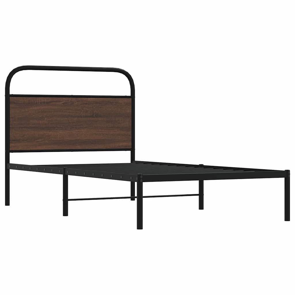 Bed Frame Without Mattress 107x203 cm Brown Oak Engineered Wood