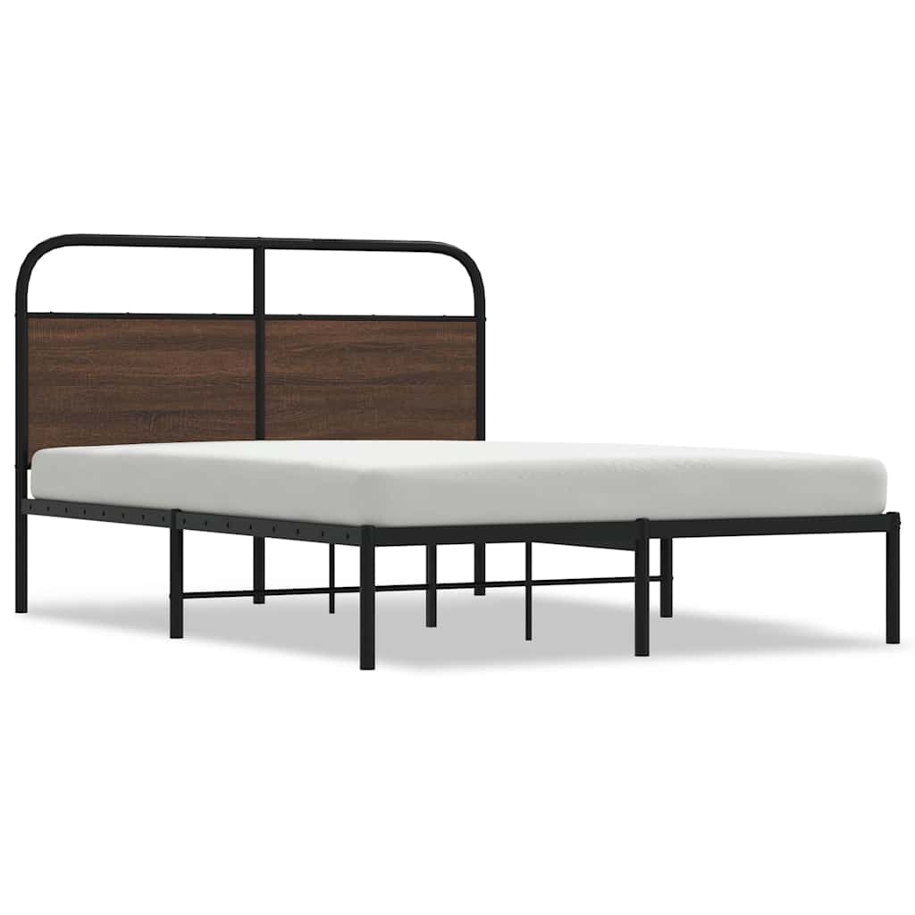 Bed Frame Without Mattress 140x190 cm Brown Oak Engineered Wood
