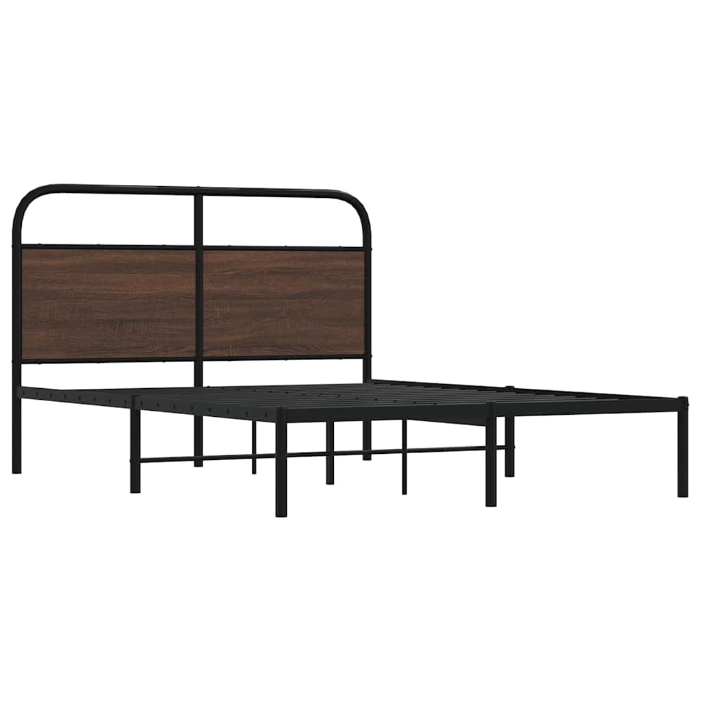 Bed Frame Without Mattress 140x200 cm Brown Oak Engineered Wood