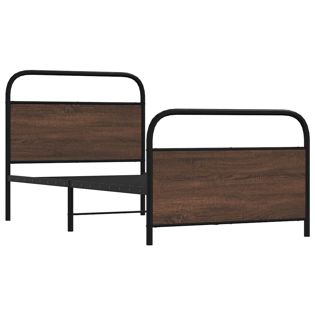 Bed Frame Without Mattress 90x200 cm Brown Oak Engineered Wood