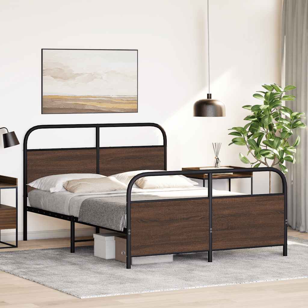 Bed Frame Without Mattress 120x200 cm Brown Oak Engineered Wood
