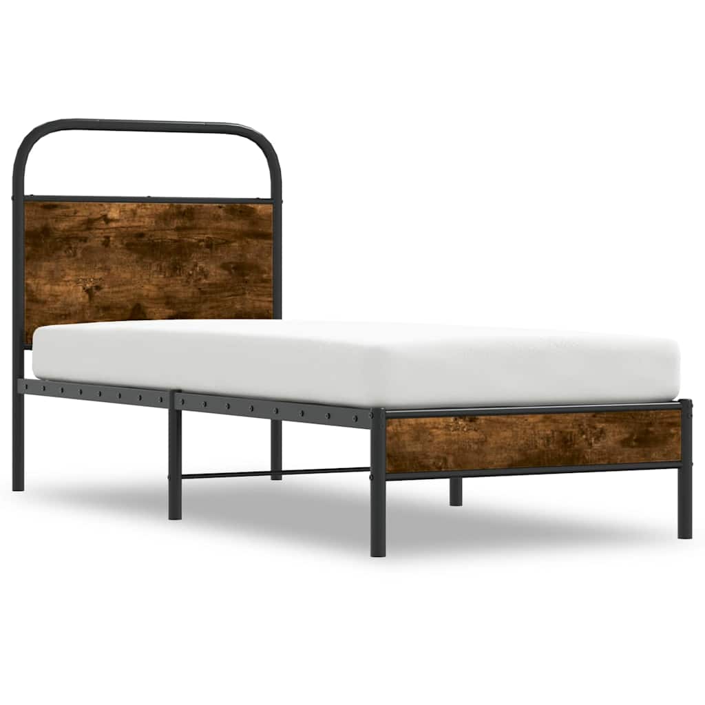 Bed Frame Without Mattress 75x190 cm Smoked Oak Engineered Wood