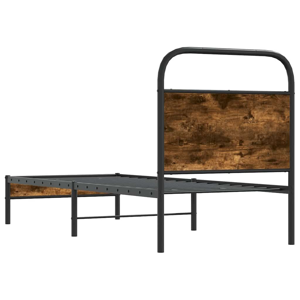 Bed Frame Without Mattress 75x190 cm Smoked Oak Engineered Wood
