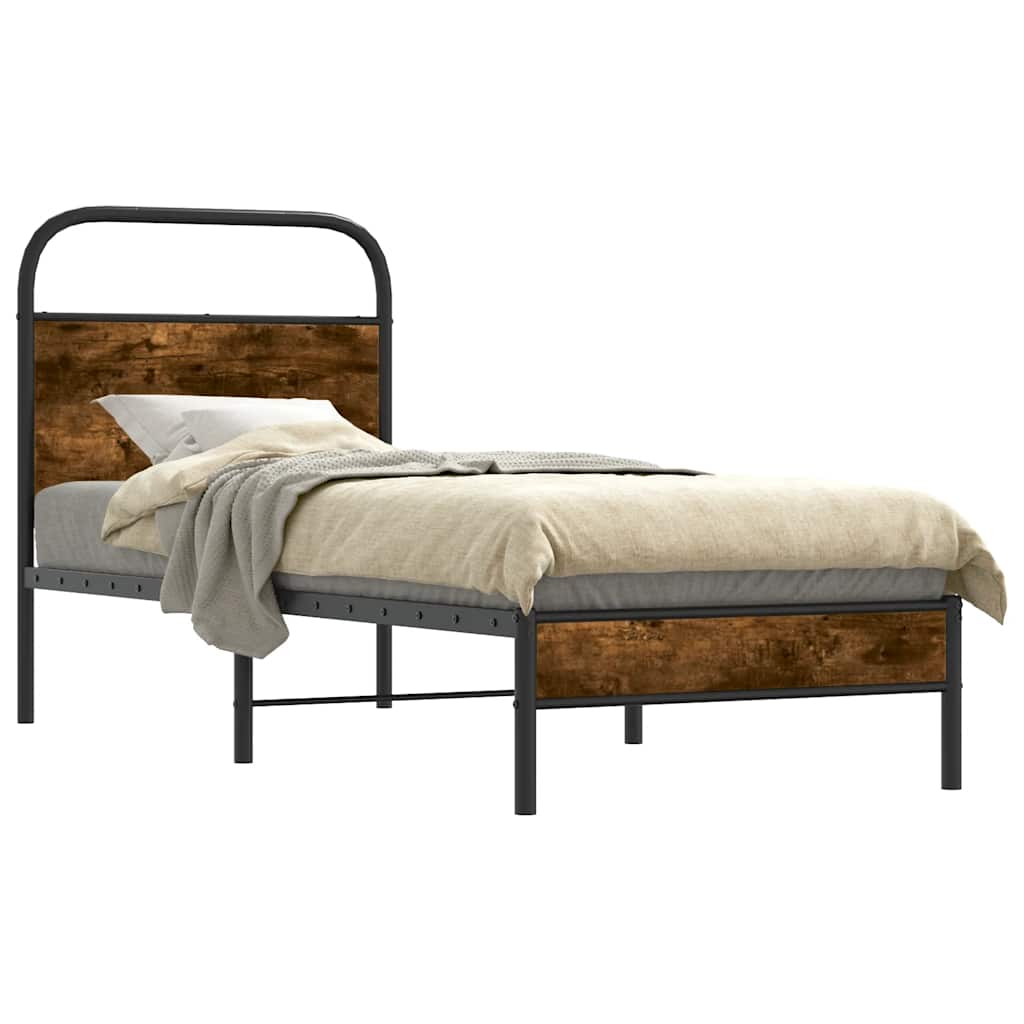 Bed Frame Without Mattress 80x200 cm Smoked Oak Engineered Wood