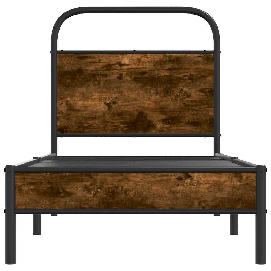 Bed Frame Without Mattress 80x200 cm Smoked Oak Engineered Wood