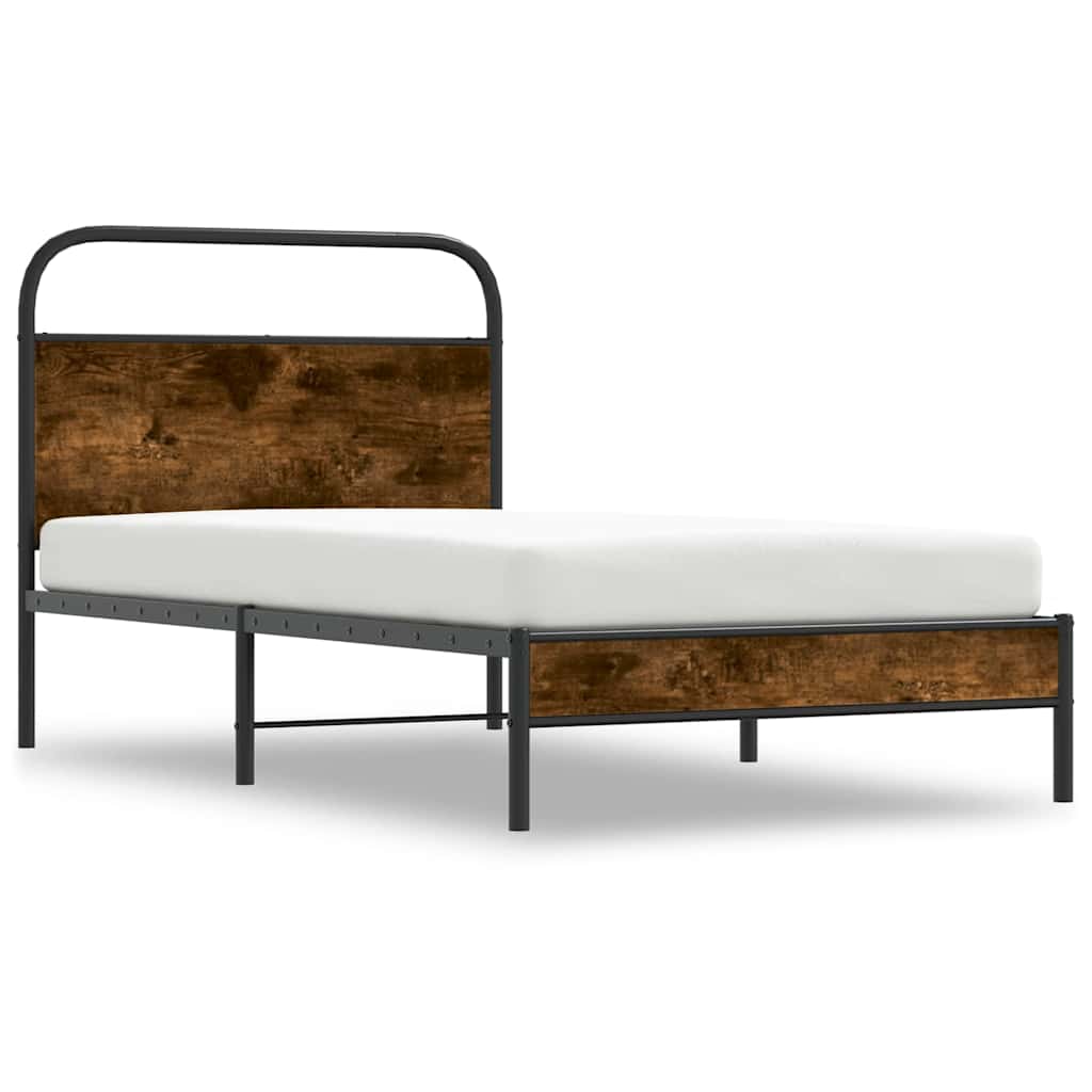 Bed Frame Without Mattress 90x200 cm Smoked Oak Engineered Wood
