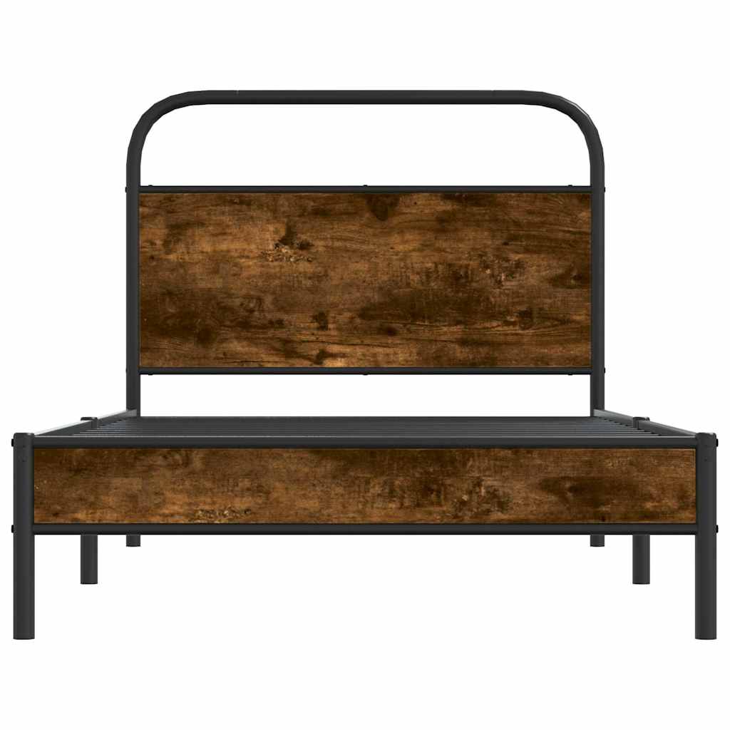 Bed Frame Without Mattress 90x200 cm Smoked Oak Engineered Wood
