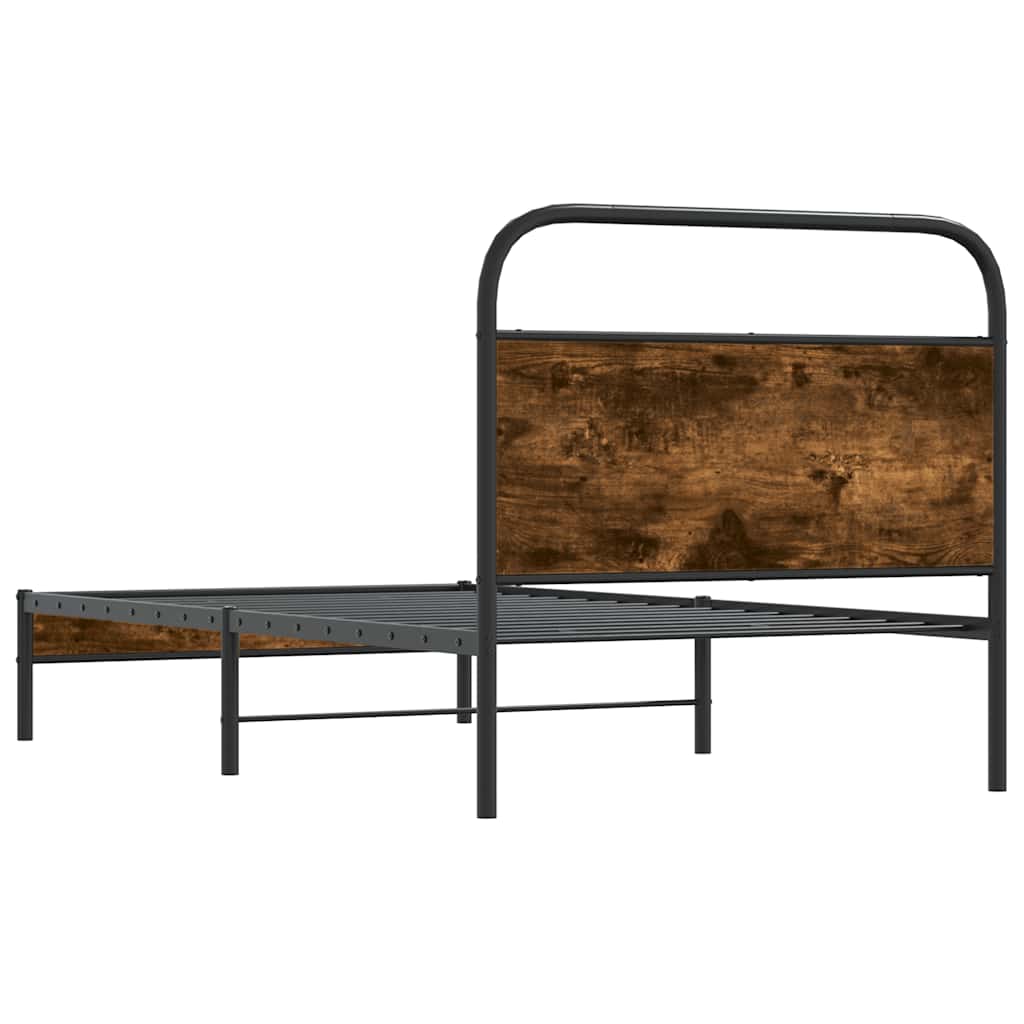 Bed Frame Without Mattress 90x200 cm Smoked Oak Engineered Wood
