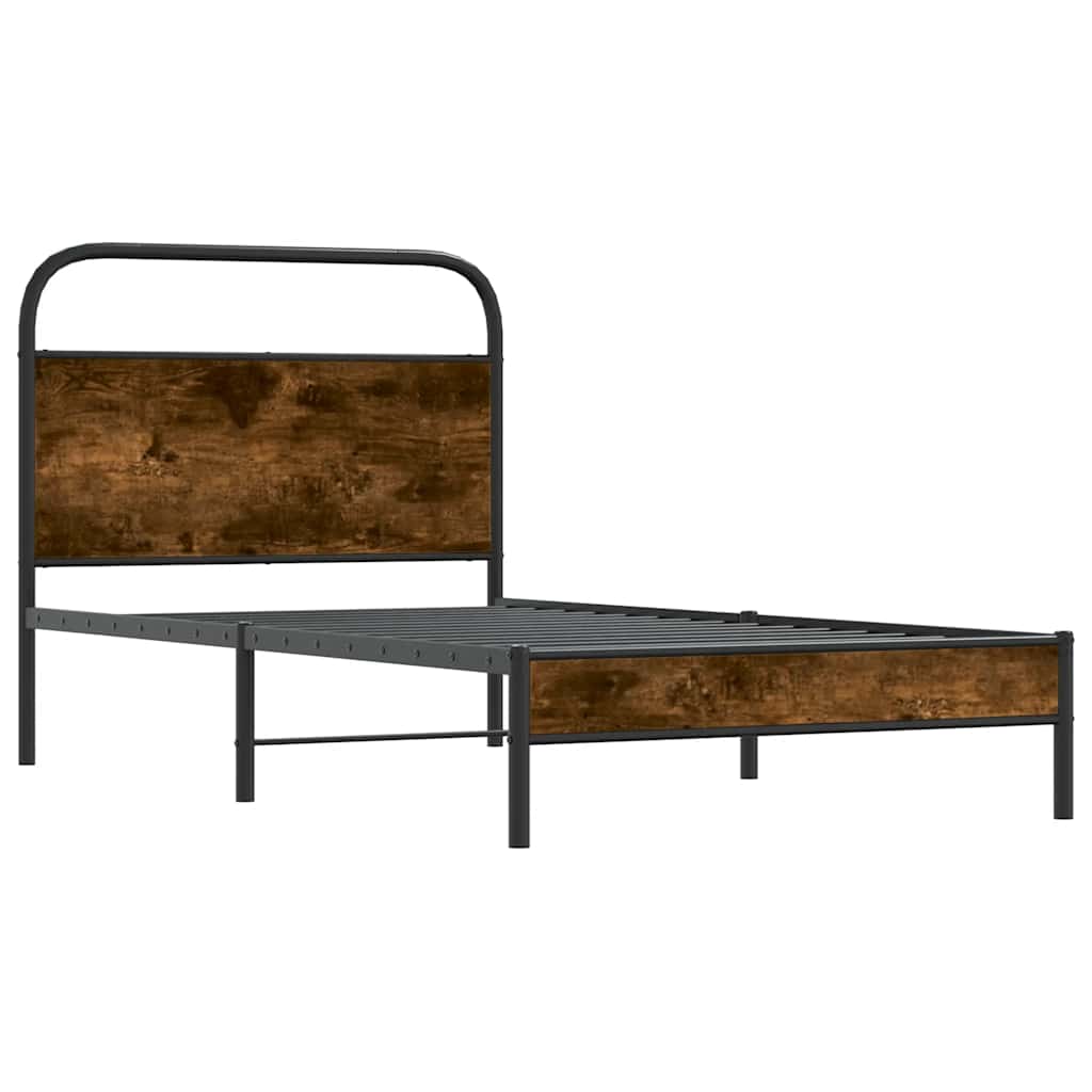 Bed Frame Without Mattress 100x190 cm Smoked Oak Engineered Wood