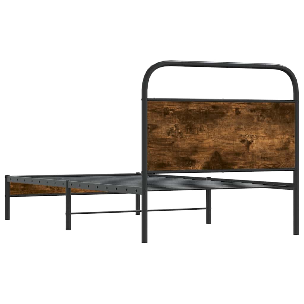 Bed Frame Without Mattress 100x190 cm Smoked Oak Engineered Wood