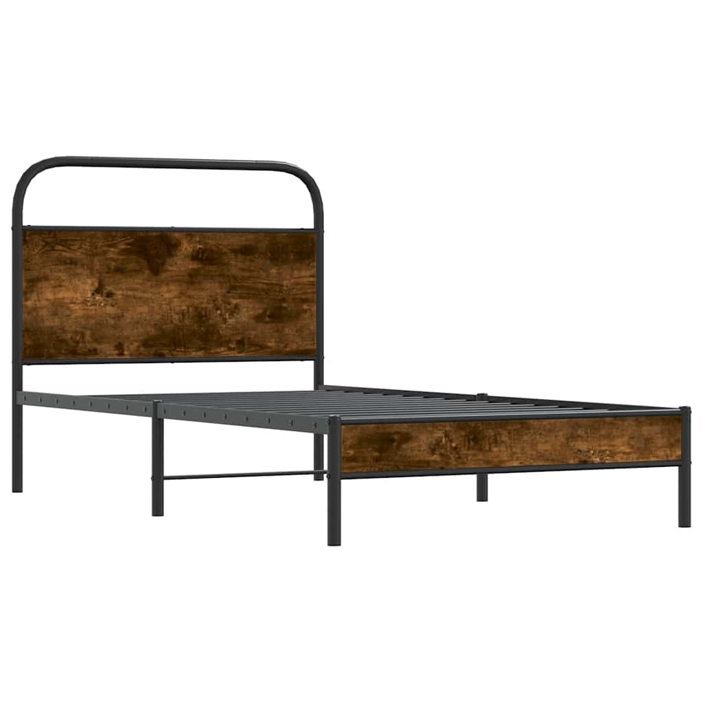 Bed Frame Without Mattress 100x200 cm Smoked Oak Engineered Wood