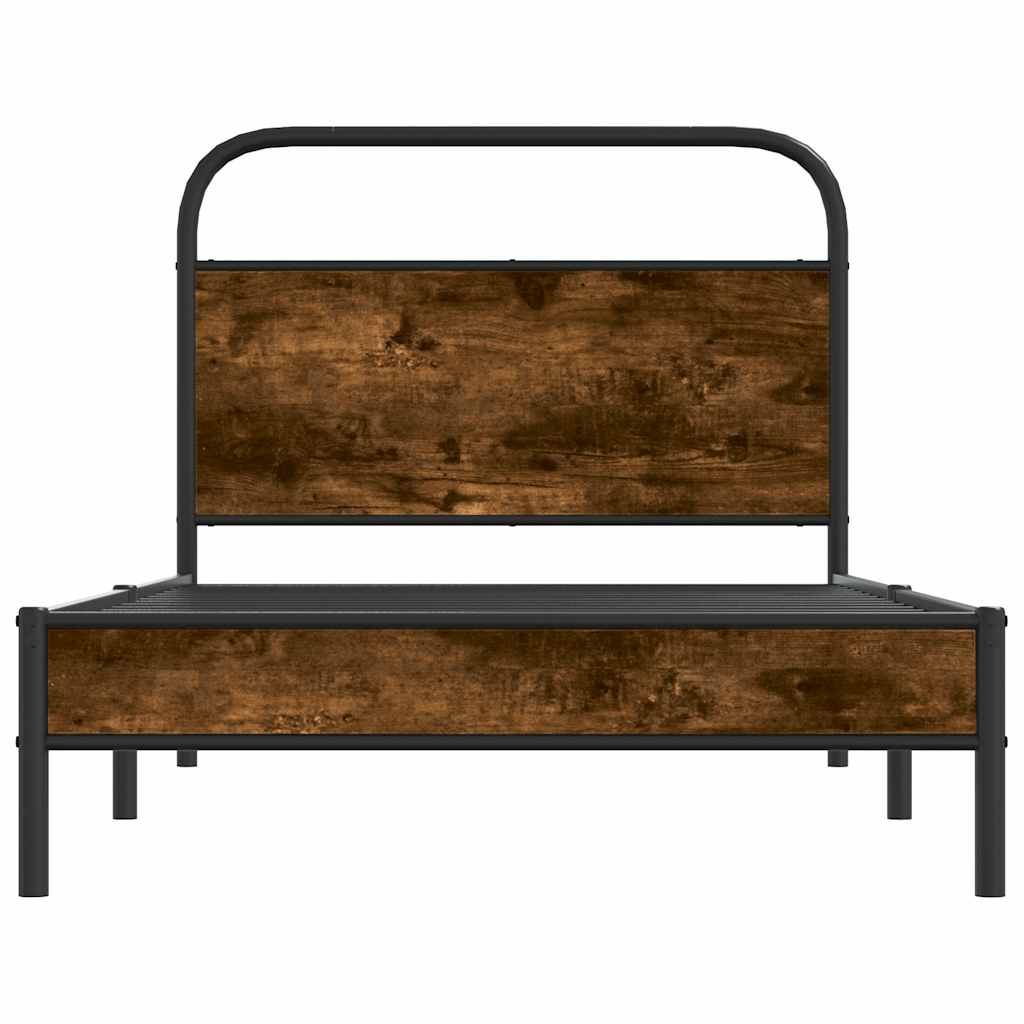 Bed Frame Without Mattress 100x200 cm Smoked Oak Engineered Wood