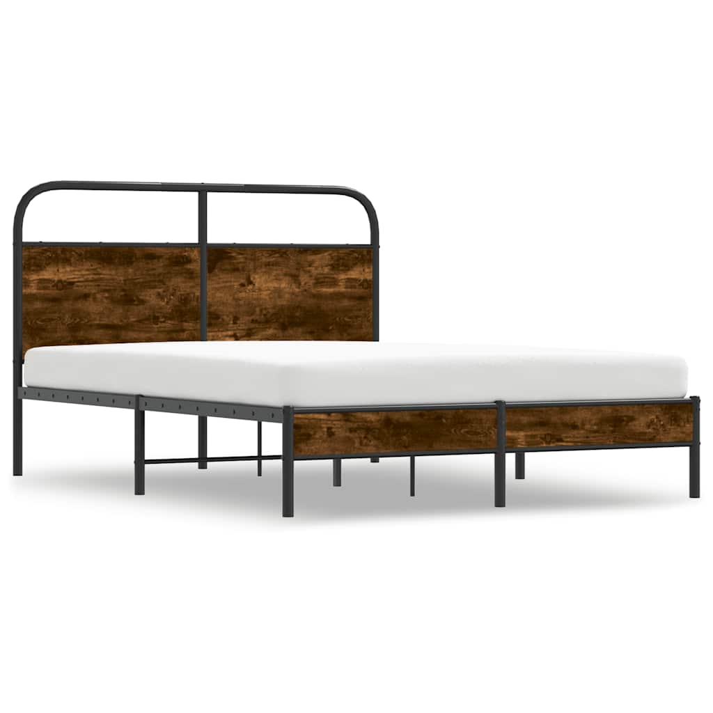 Bed Frame Without Mattress 120x190 cm Smoked Oak Engineered Wood