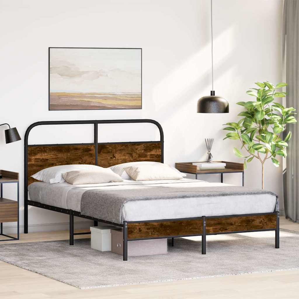 Bed Frame Without Mattress 120x190 cm Smoked Oak Engineered Wood