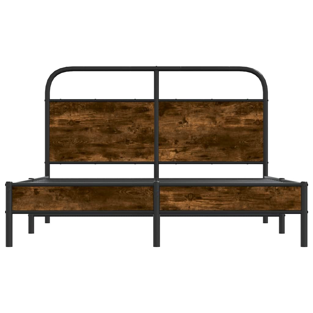 Bed Frame Without Mattress 135x190 cm Smoked Oak Engineered Wood