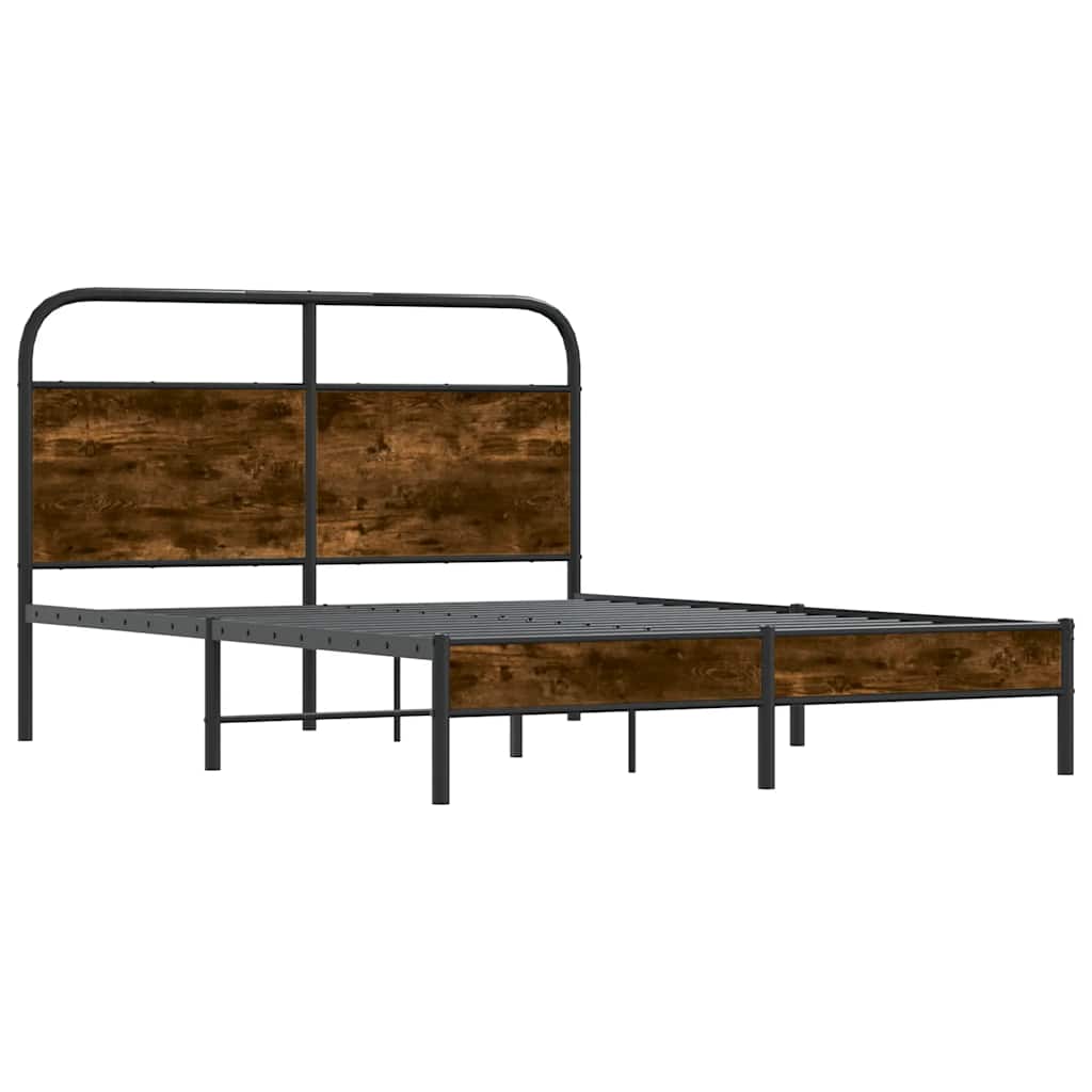 Bed Frame Without Mattress 140x190 cm Smoked Oak Engineered Wood