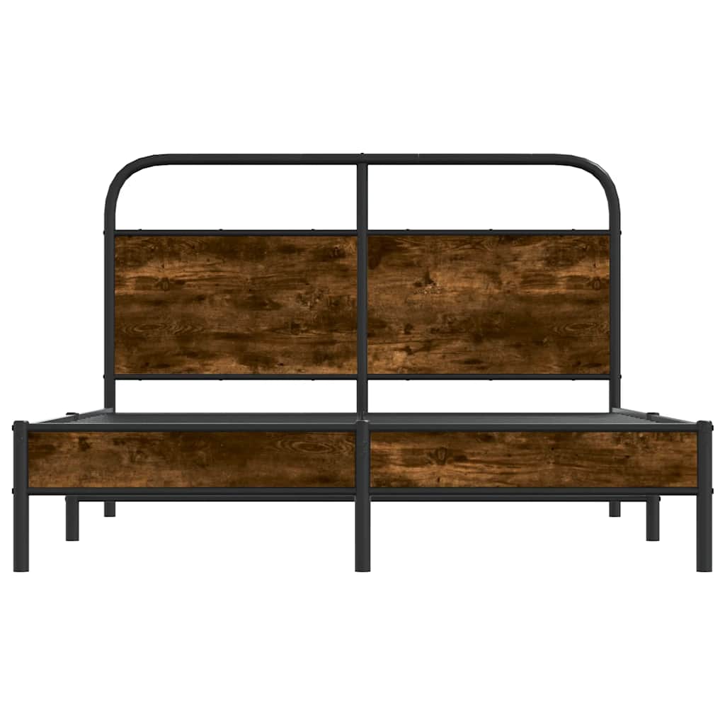 Bed Frame Without Mattress 140x190 cm Smoked Oak Engineered Wood
