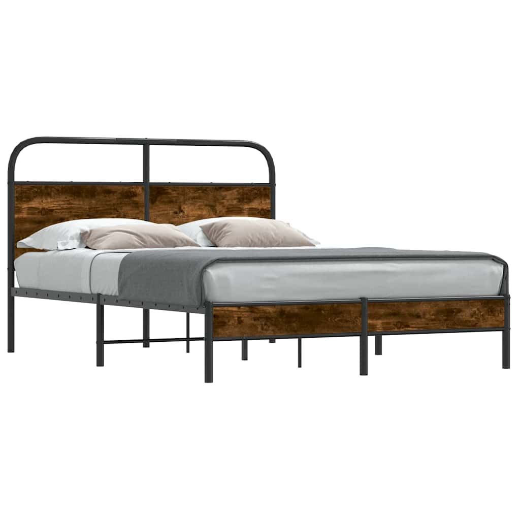 Bed Frame Without Mattress 140x200 cm Smoked Oak Engineered Wood