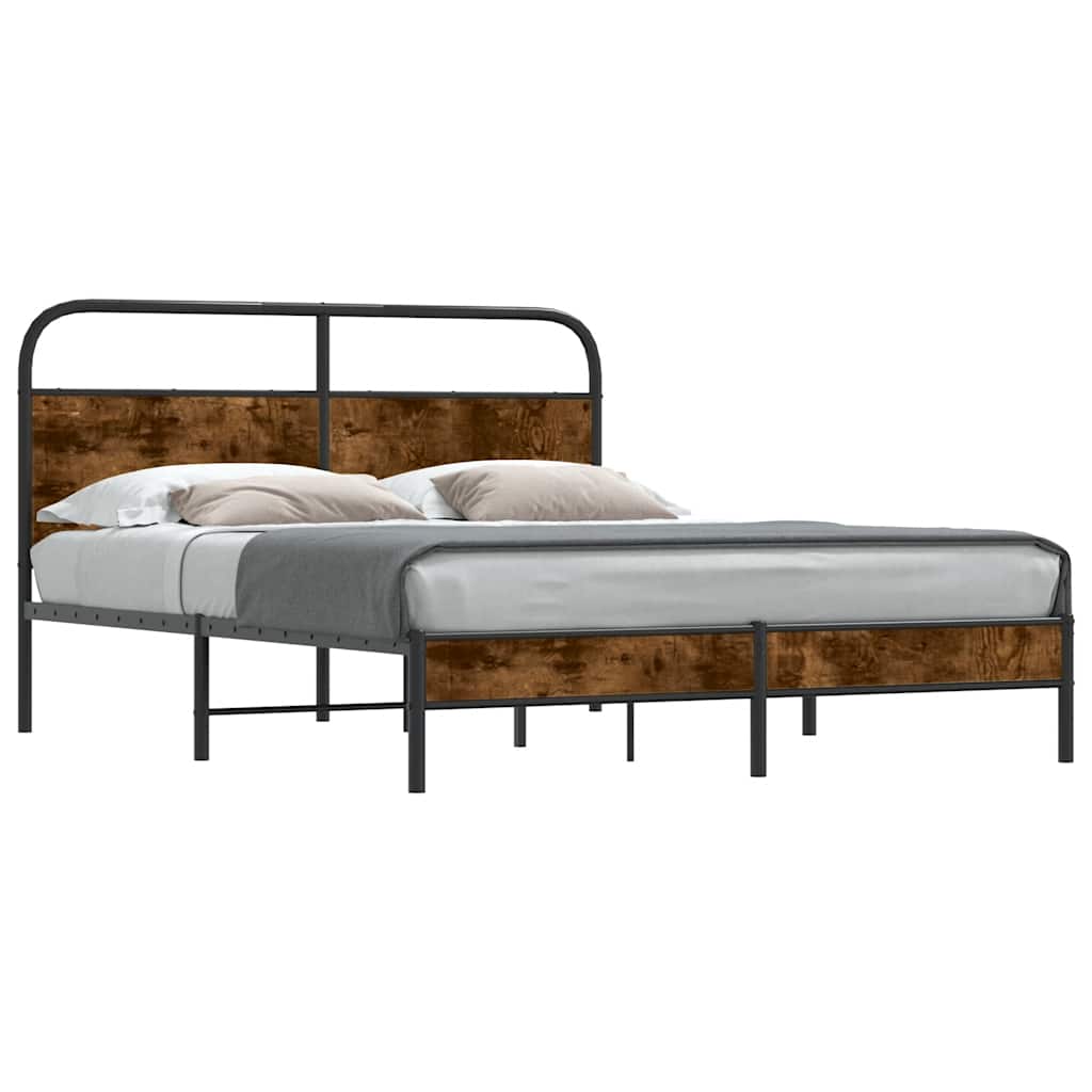 Bed Frame Without Mattress 160x200 cm Smoked Oak Engineered Wood