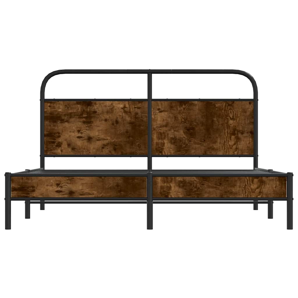 Bed Frame Without Mattress 160x200 cm Smoked Oak Engineered Wood
