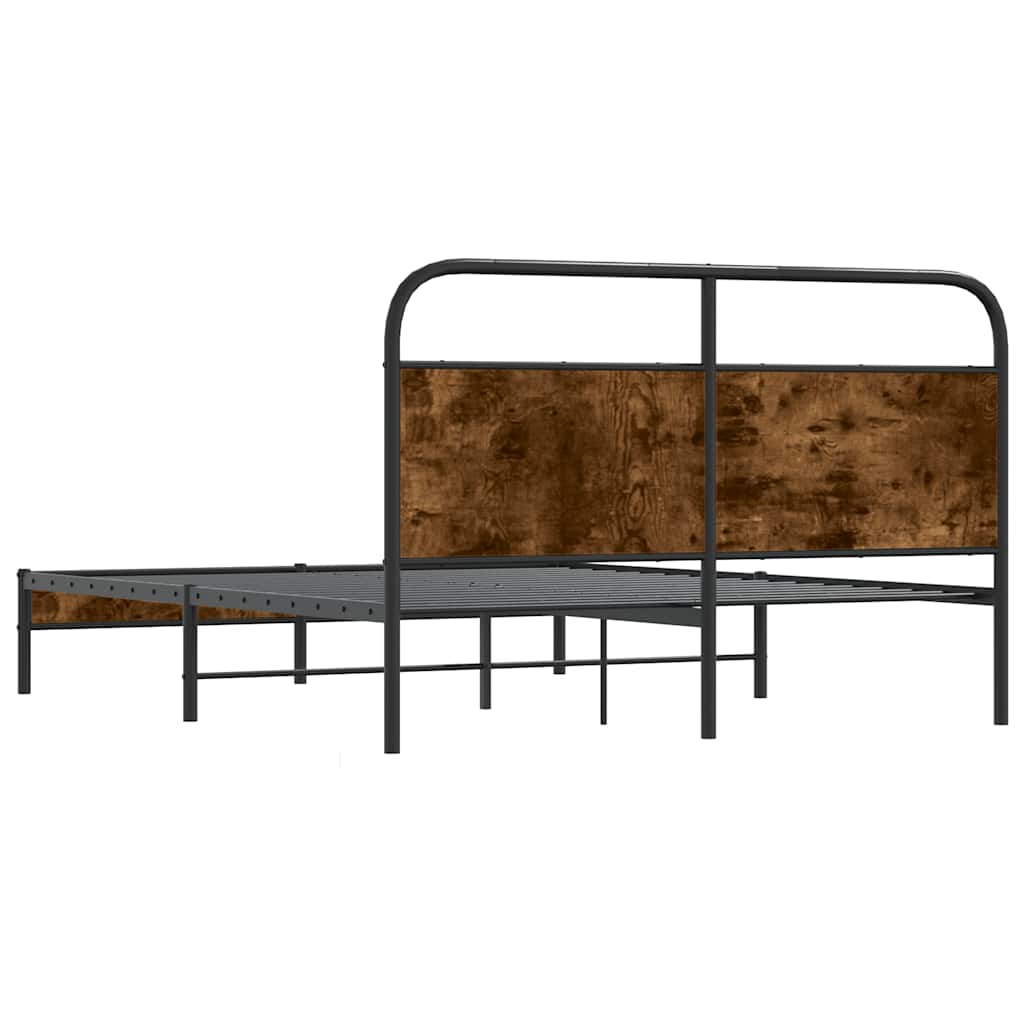 Bed Frame Without Mattress 160x200 cm Smoked Oak Engineered Wood