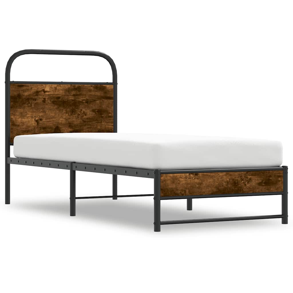 Bed Frame Without Mattress 75x190 cm Smoked Oak Engineered Wood