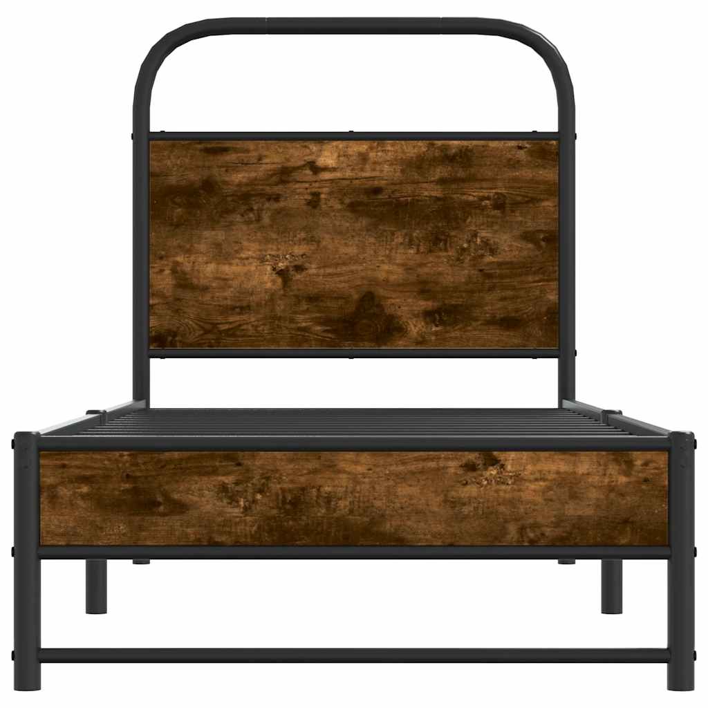 Bed Frame Without Mattress 75x190 cm Smoked Oak Engineered Wood