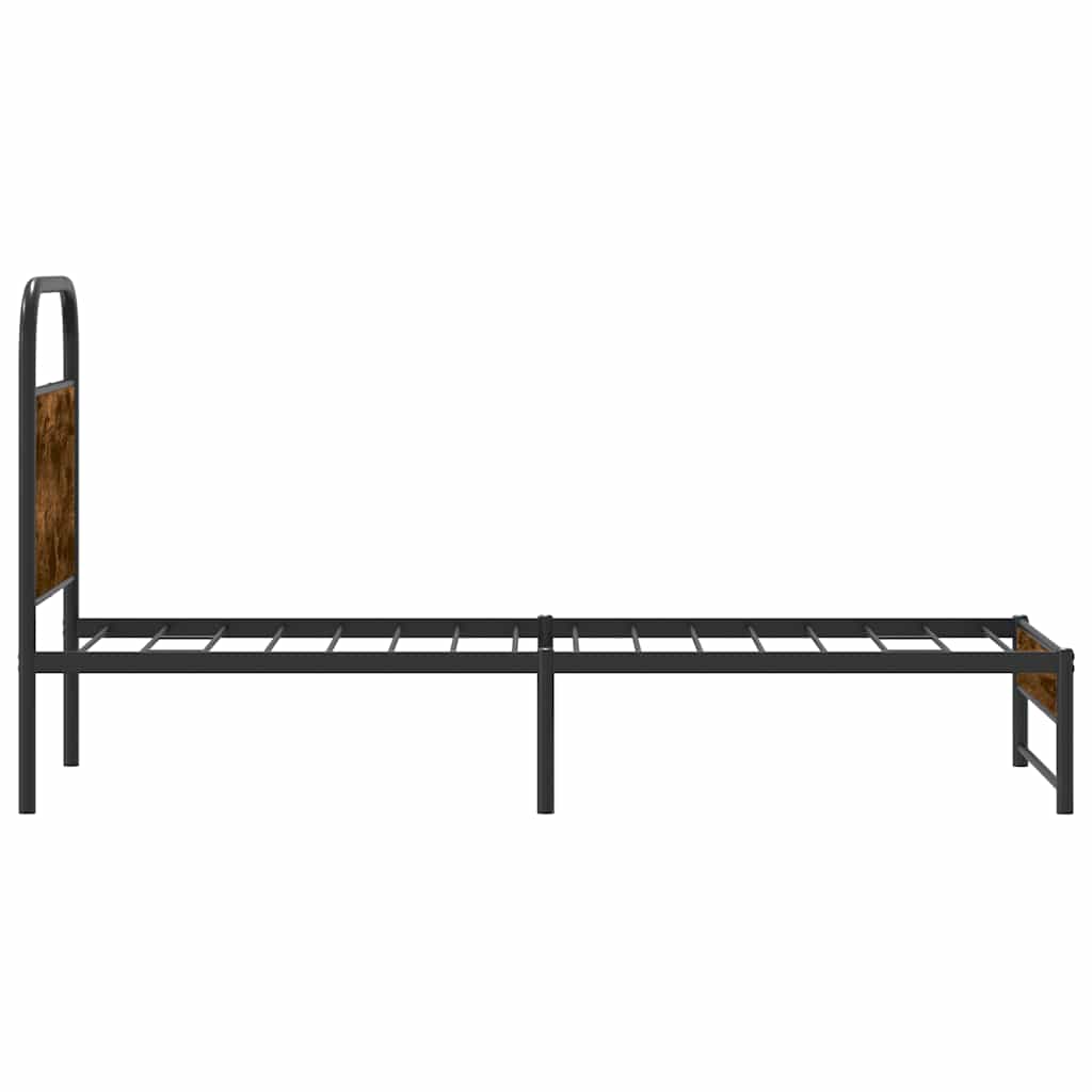 Bed Frame Without Mattress 75x190 cm Smoked Oak Engineered Wood