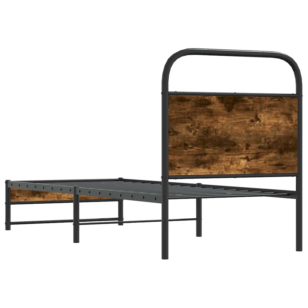 Bed Frame Without Mattress 75x190 cm Smoked Oak Engineered Wood
