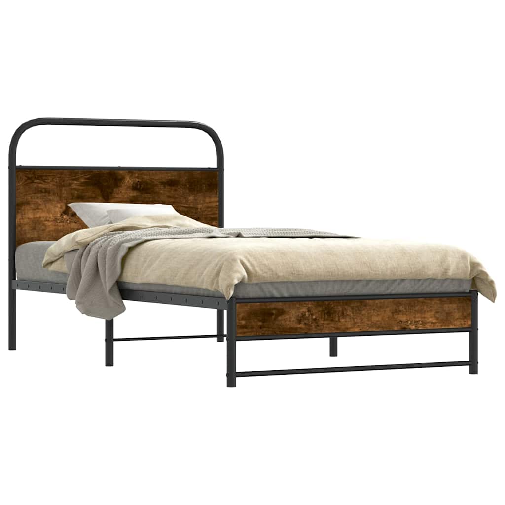 Bed Frame Without Mattress 90x190 cm Smoked Oak Engineered Wood