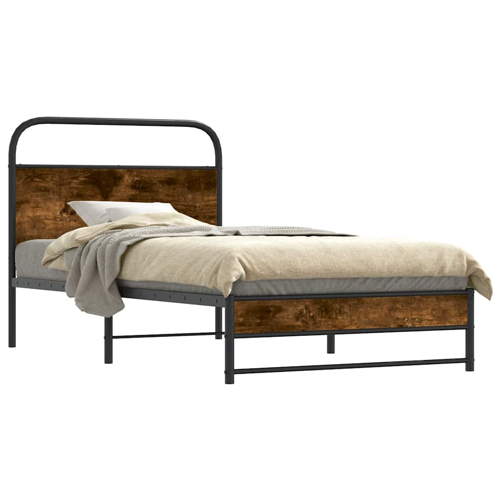 Bed Frame Without Mattress 100x200 cm Smoked Oak Engineered Wood