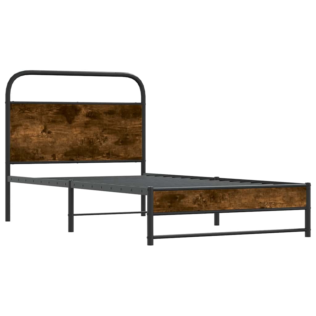 Bed Frame Without Mattress 100x200 cm Smoked Oak Engineered Wood