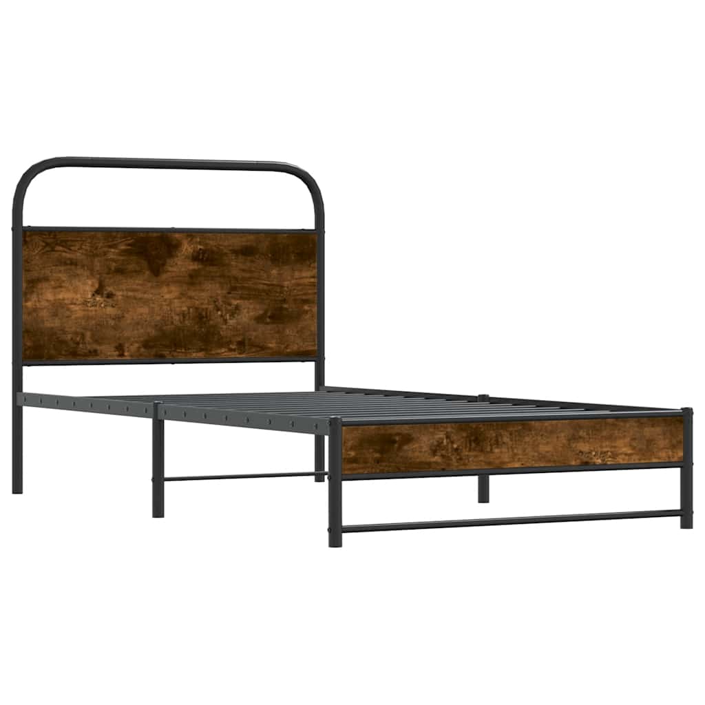 Bed Frame Without Mattress 107x203 cm Smoked Oak Engineered Wood
