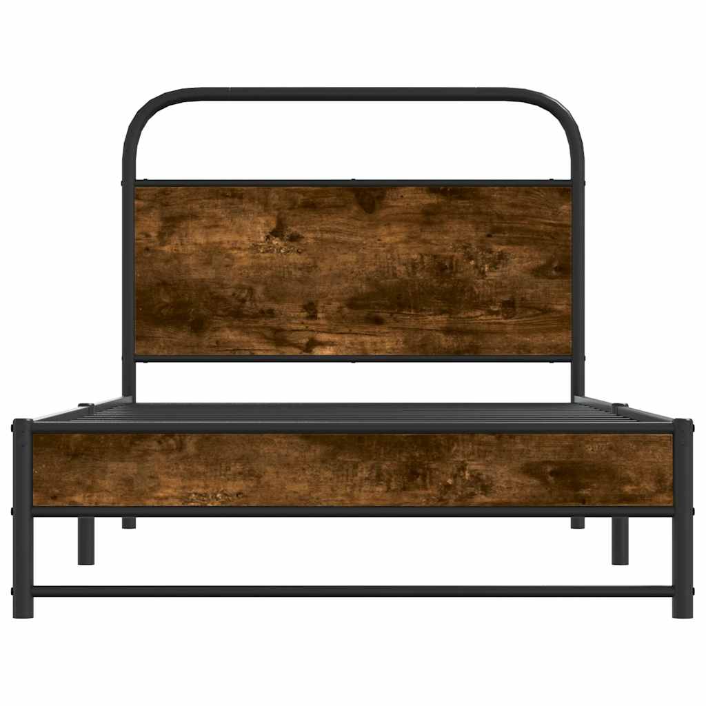 Bed Frame Without Mattress 107x203 cm Smoked Oak Engineered Wood