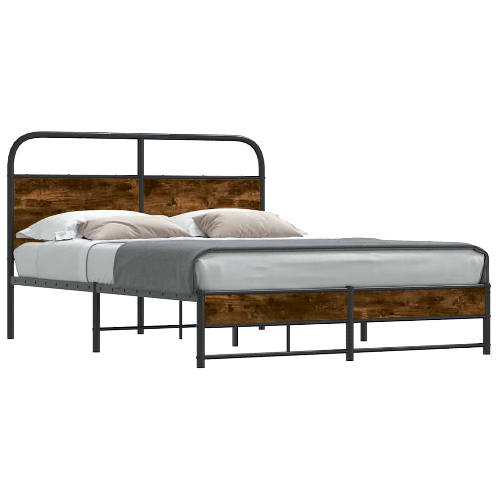 Bed Frame Without Mattress 120x190 cm Smoked Oak Engineered Wood